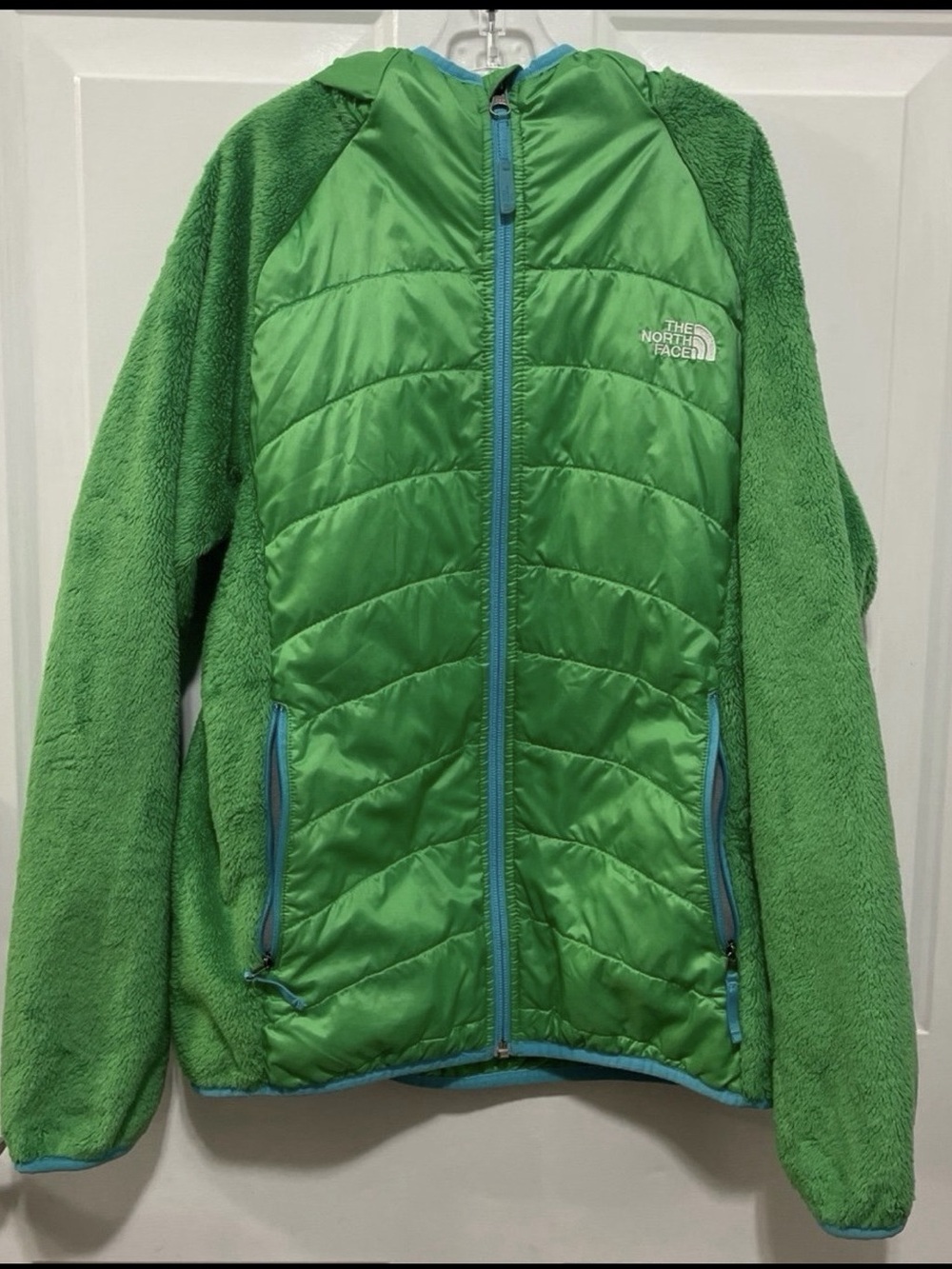 The North Face full zip fleece girl size 18 green